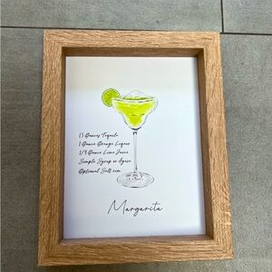 NWT Margarita Recipe Framed Wall Art 8”x10” - fun & festive! Great gift idea 🎁